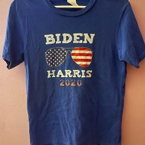 Biden Harris 2020 Womens T Shirt Blue Fits Like Medium Aviator Sun Glasses USA